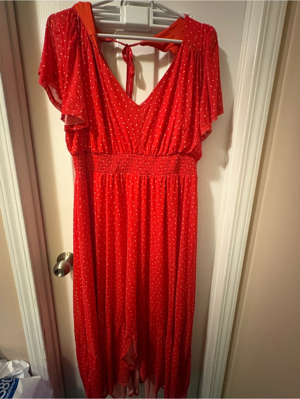 Maurices Red Polka Dot Midi Dress